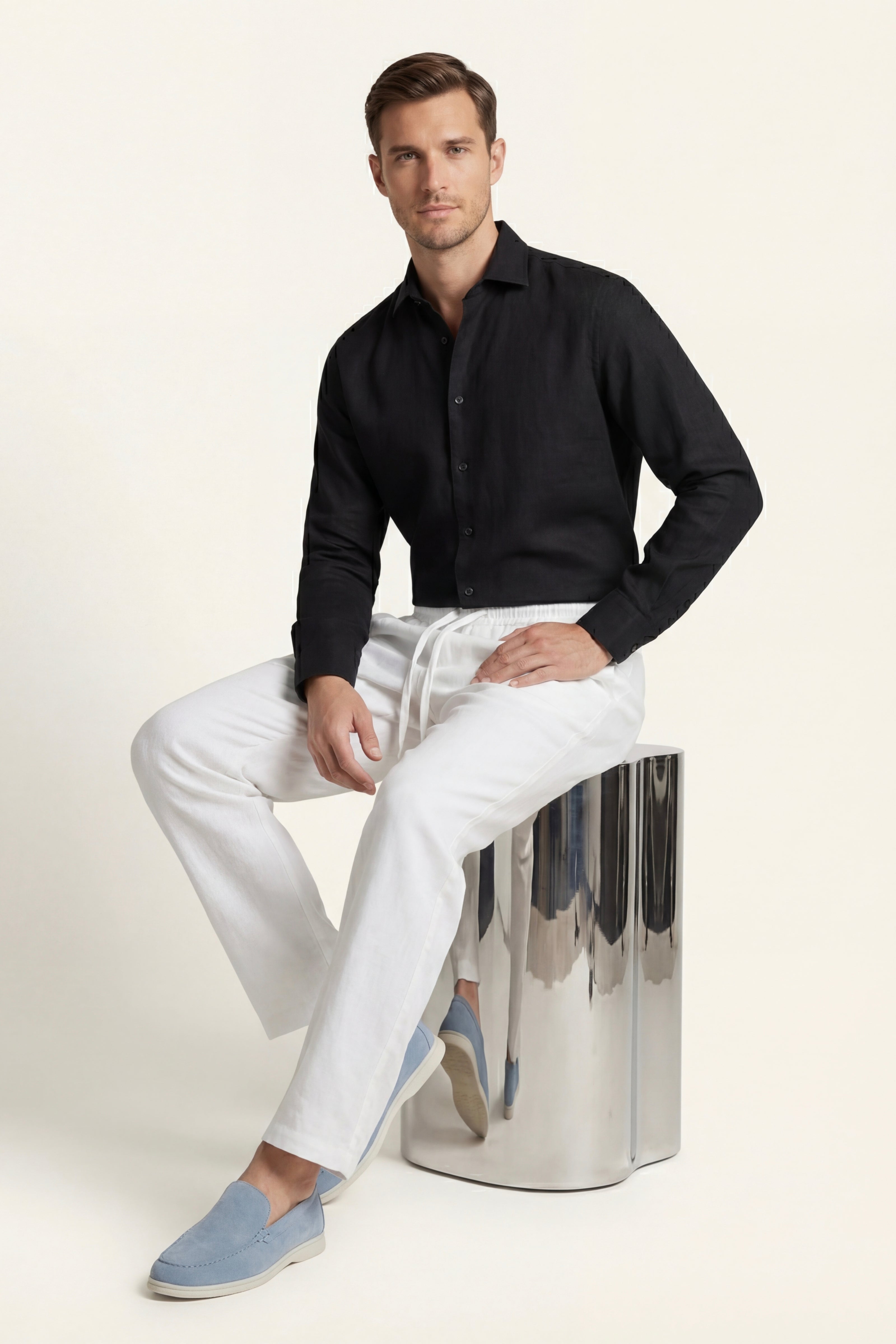 Catania Linen Pantalon White