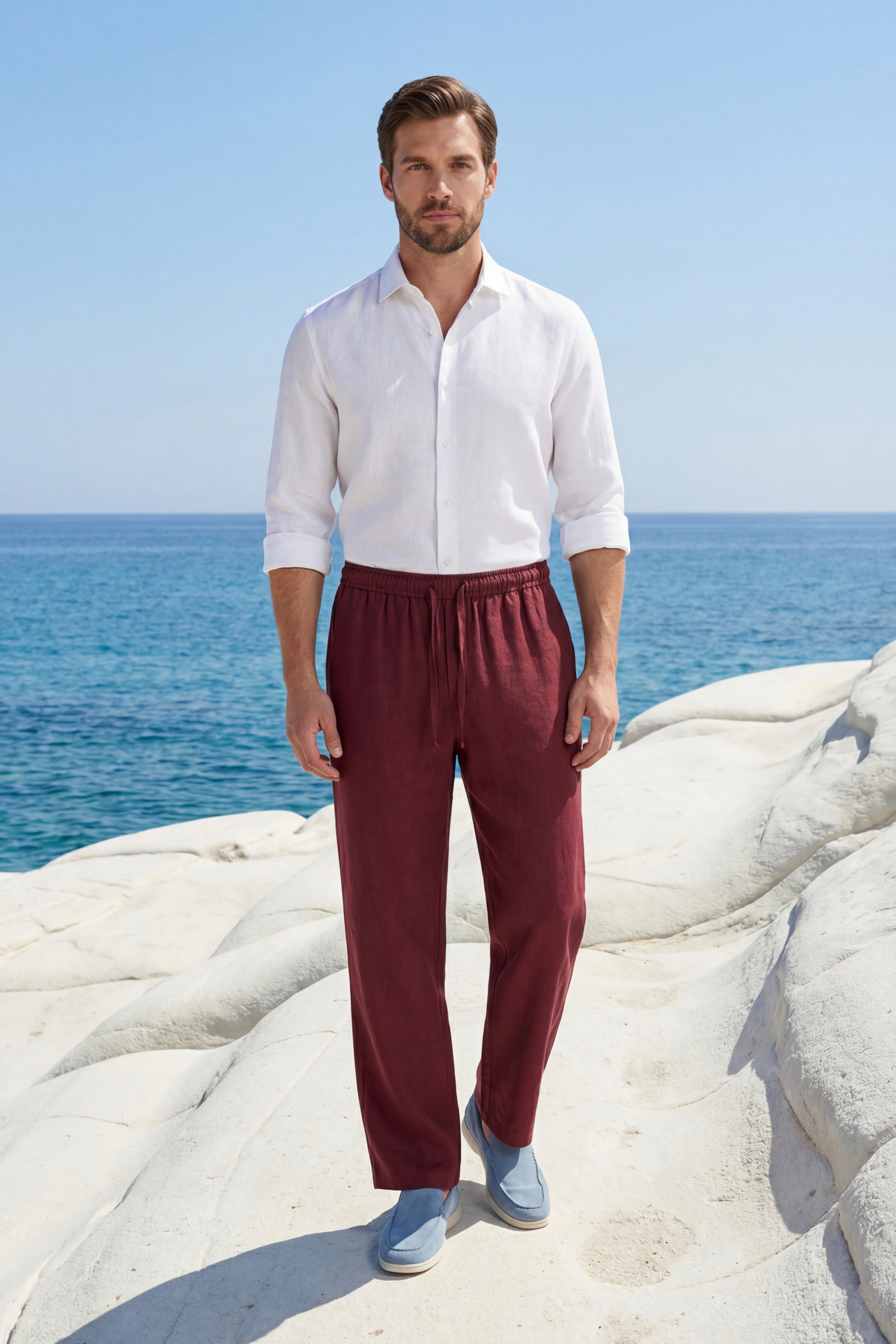 Catania Linen Pantalon Red