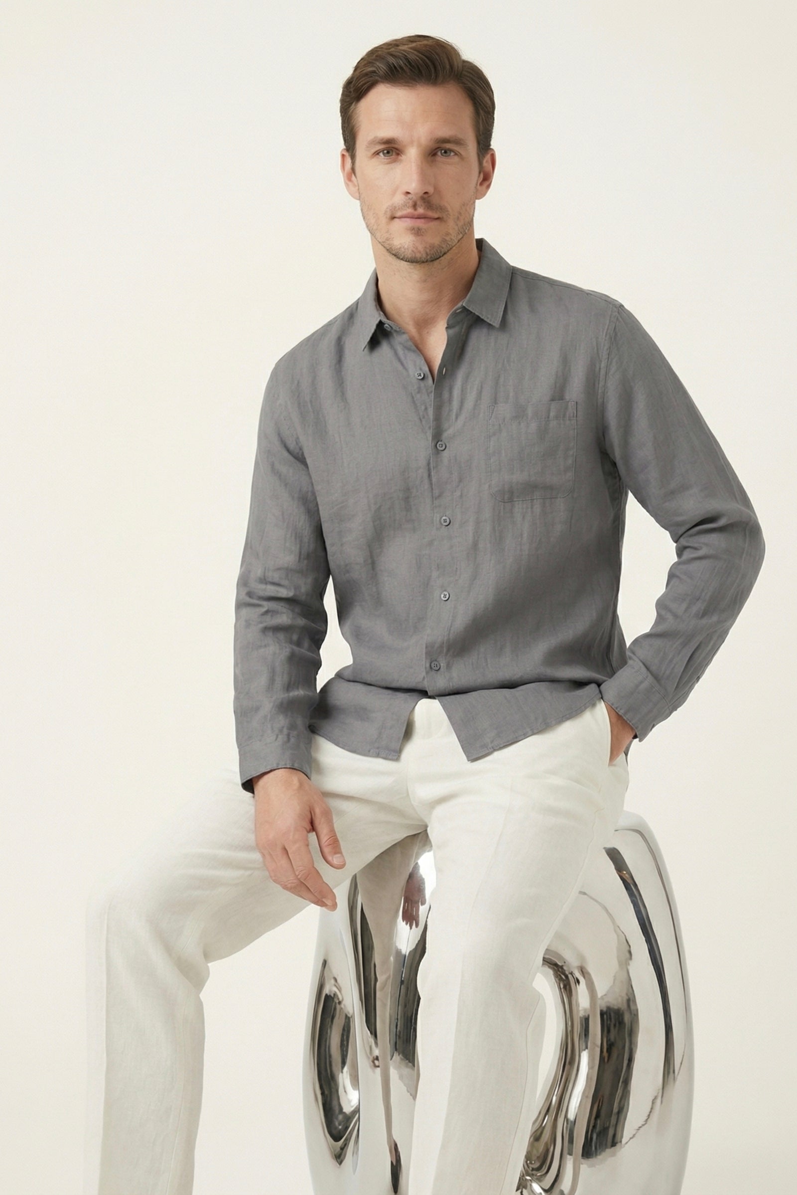 Torino Linen Shirt Grey