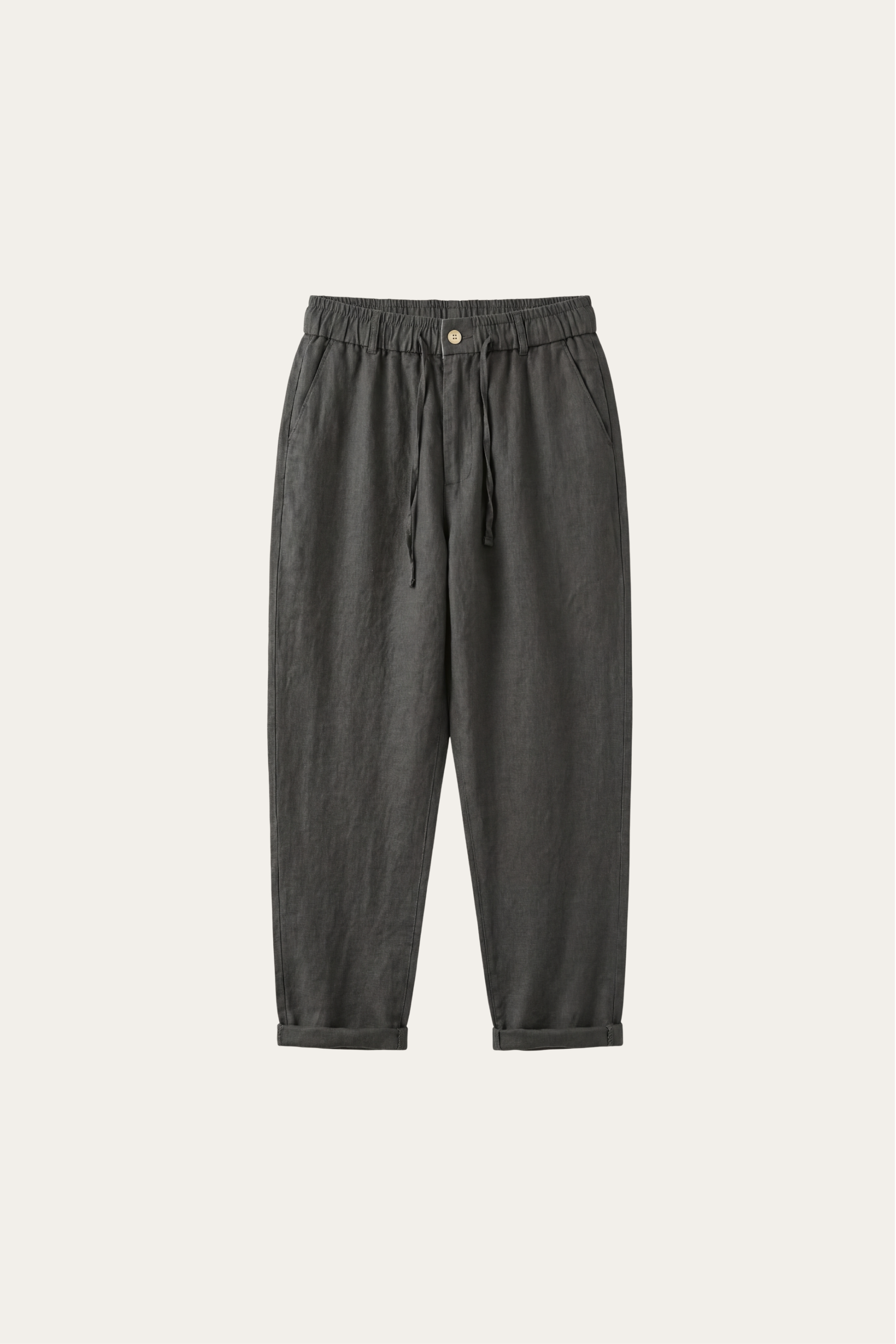 Carrara Linen Drawstring Trousers Dark Grey