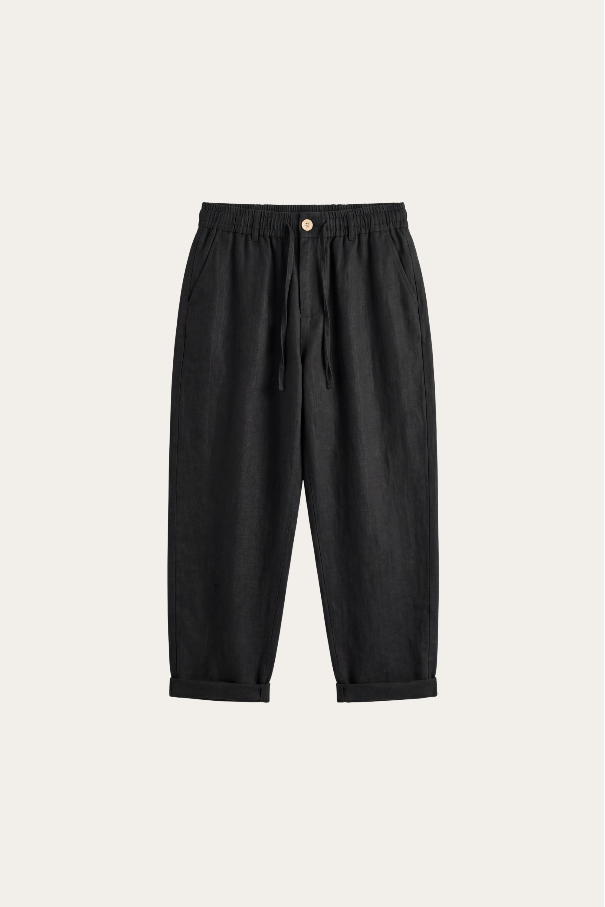 Carrara Linen Drawstring Trousers Black