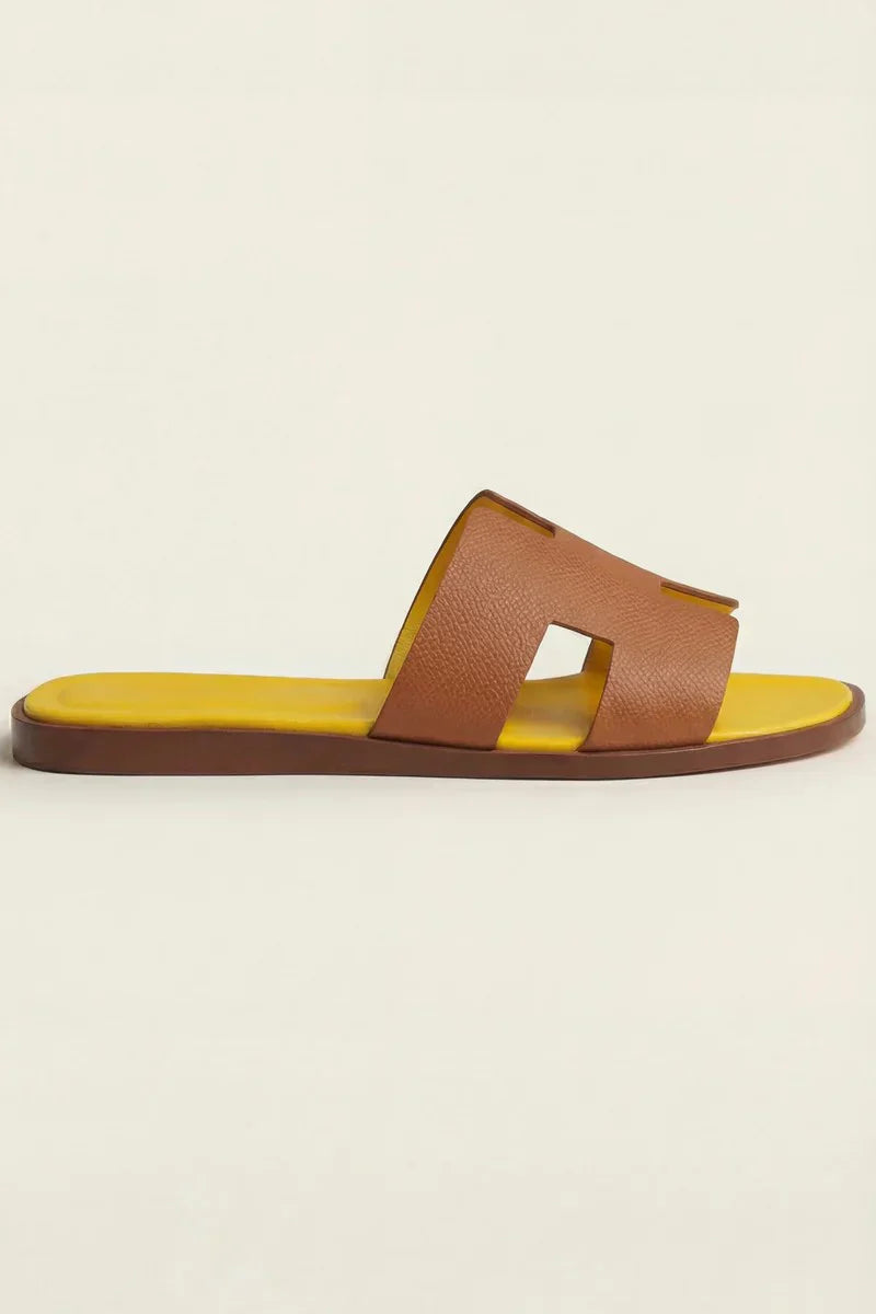 Arezzo Leather Sandal Dark Brown