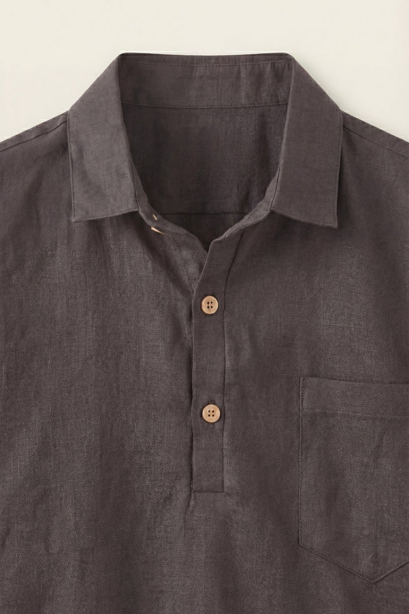 Monza Linen Polo Shirt Grey