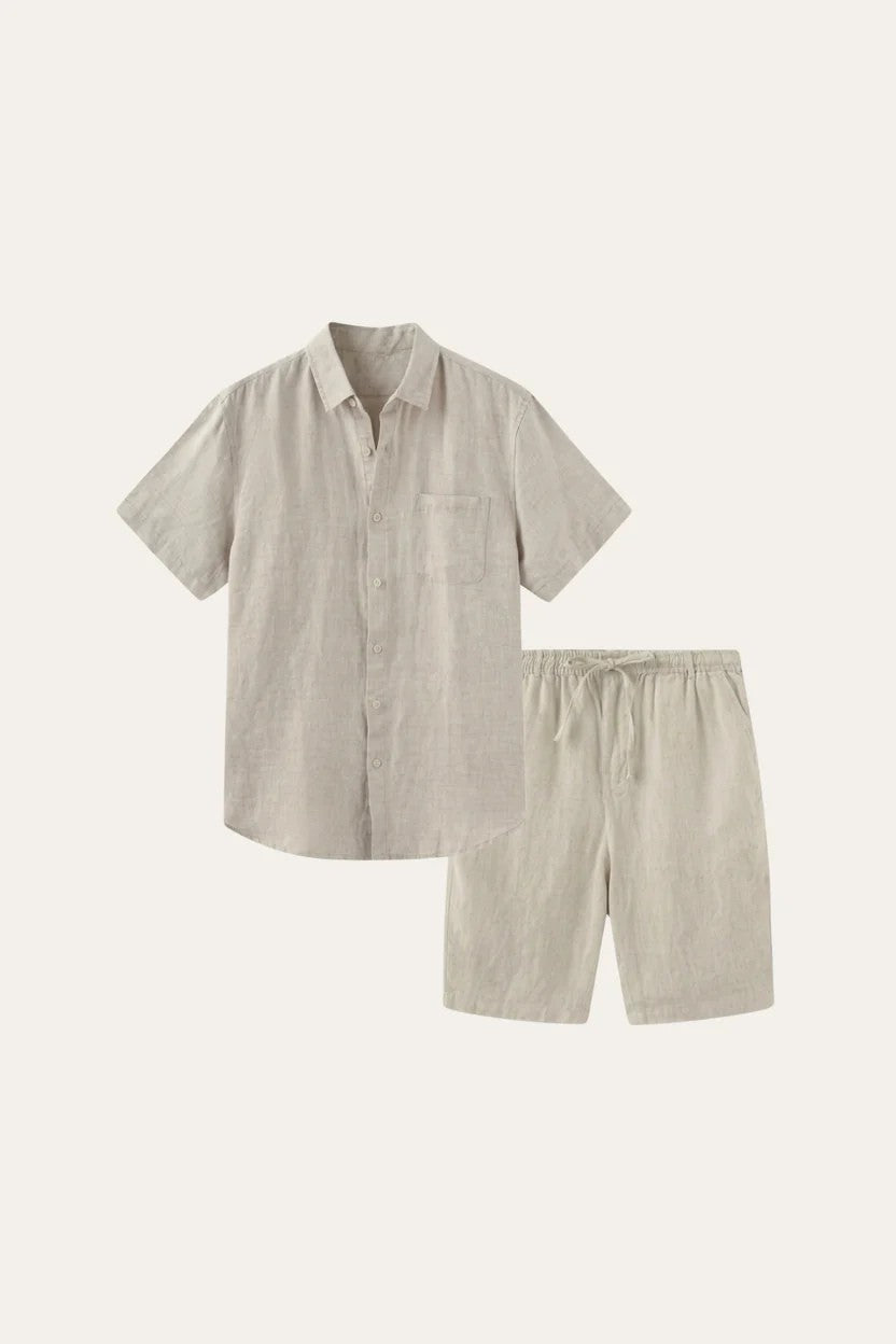 Verona Linen Shirt & Shorts Beige