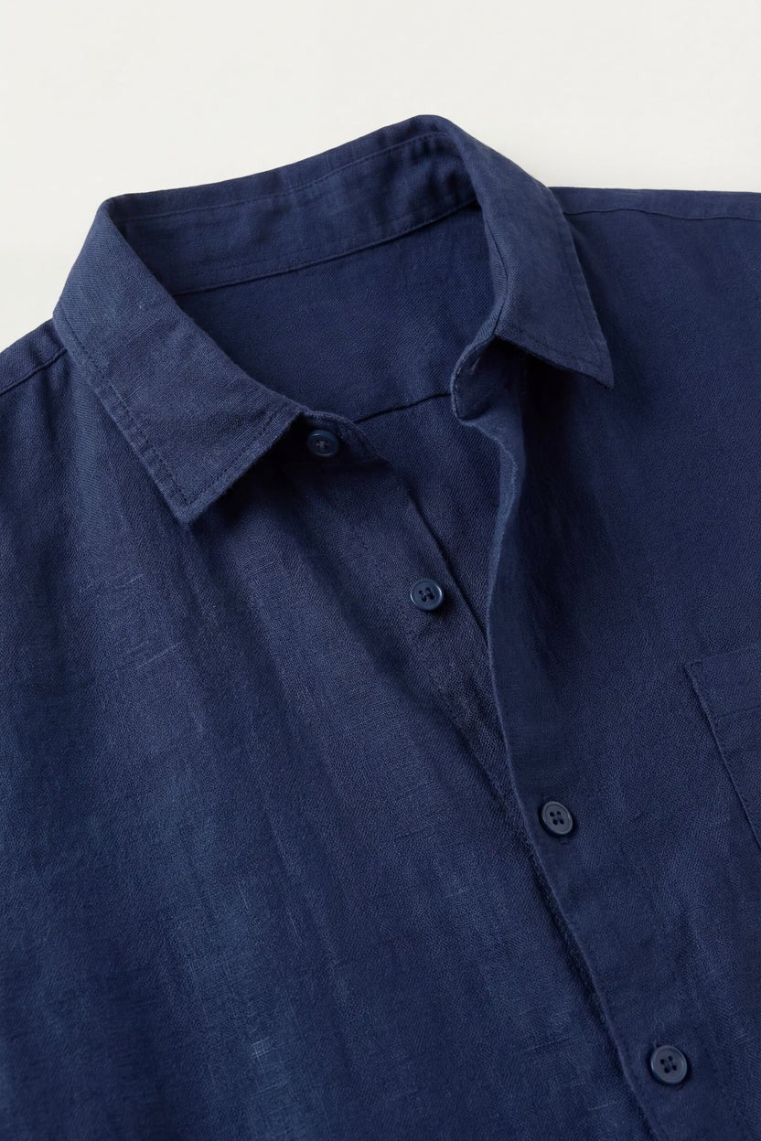 Verona Linen Shirt & Shorts Navy/Beige