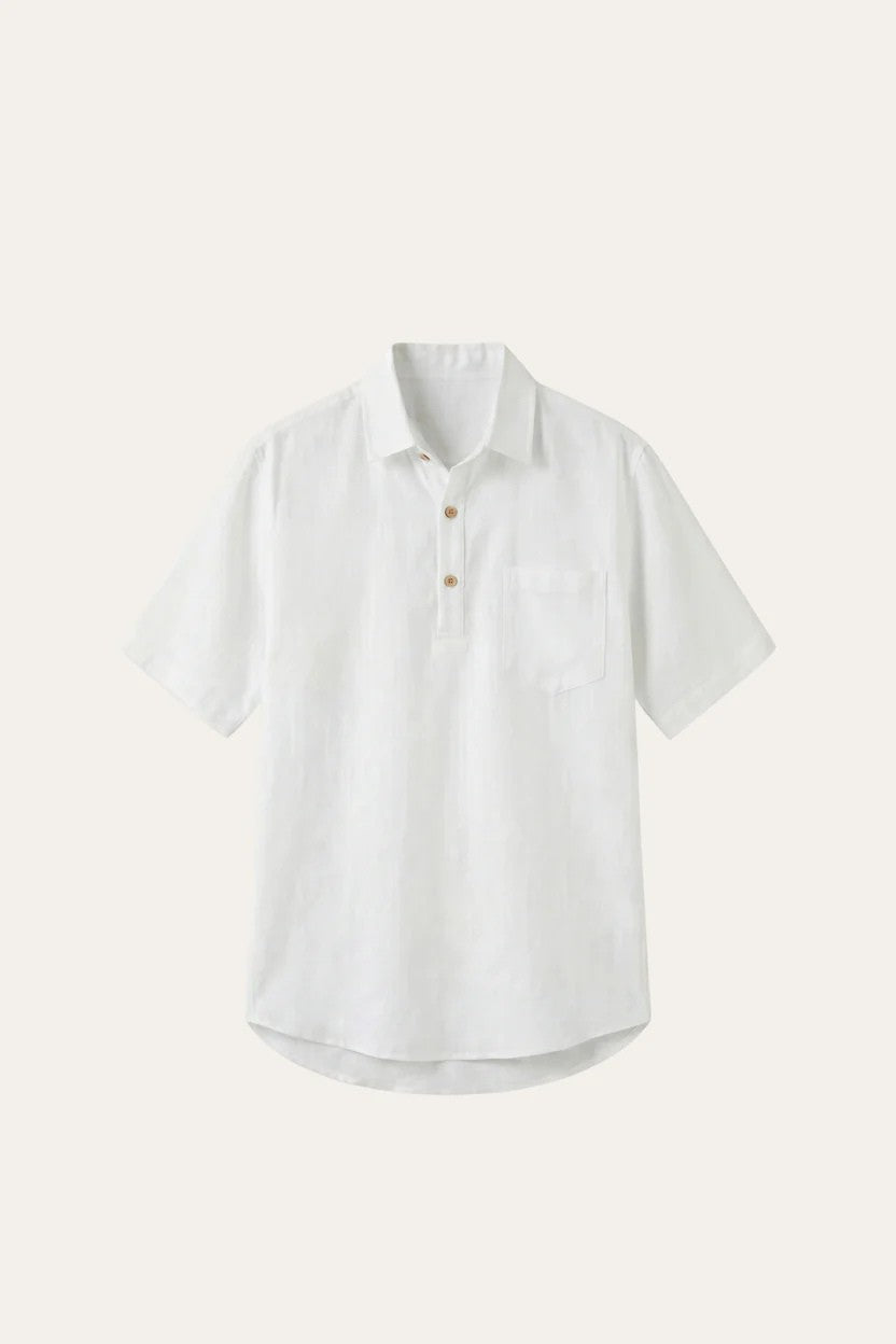 Monza Linen Polo Shirt White
