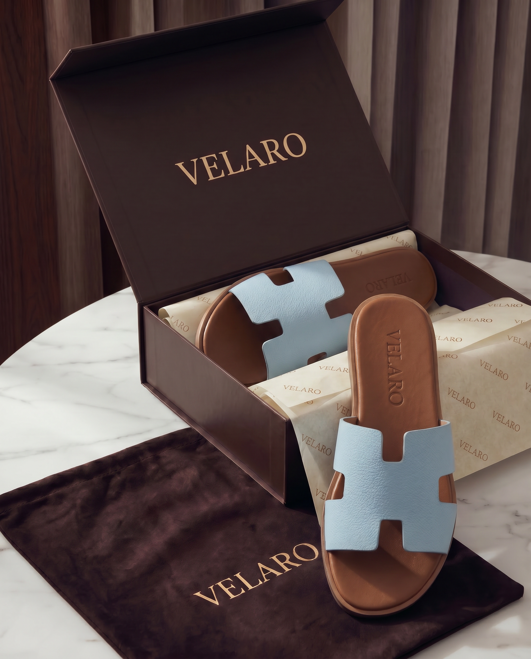 Arezzo Leather Sandal Sky Blue