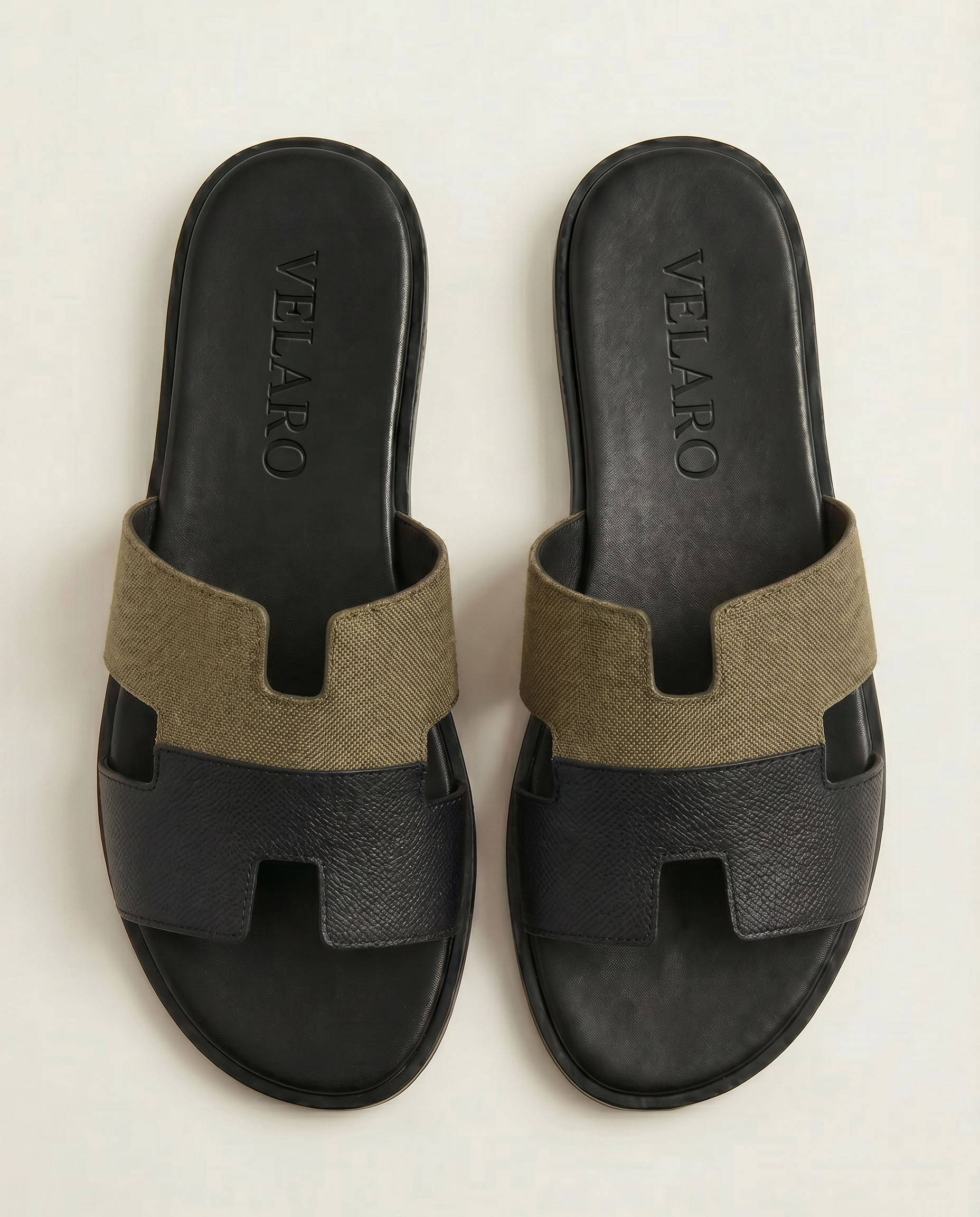 Arezzo Leather Sandal Olive & Black