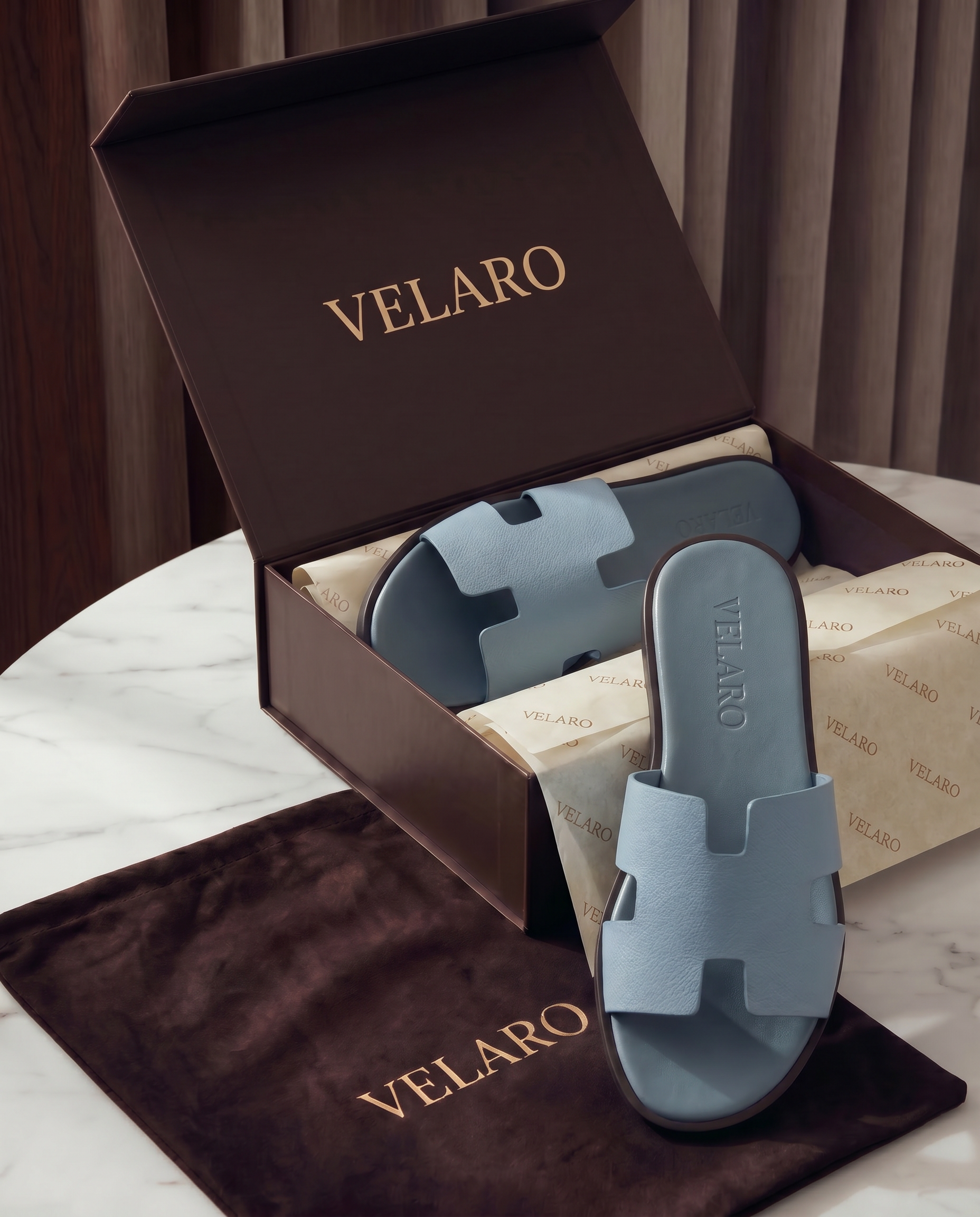 Arezzo Leather Sandal Light Blue