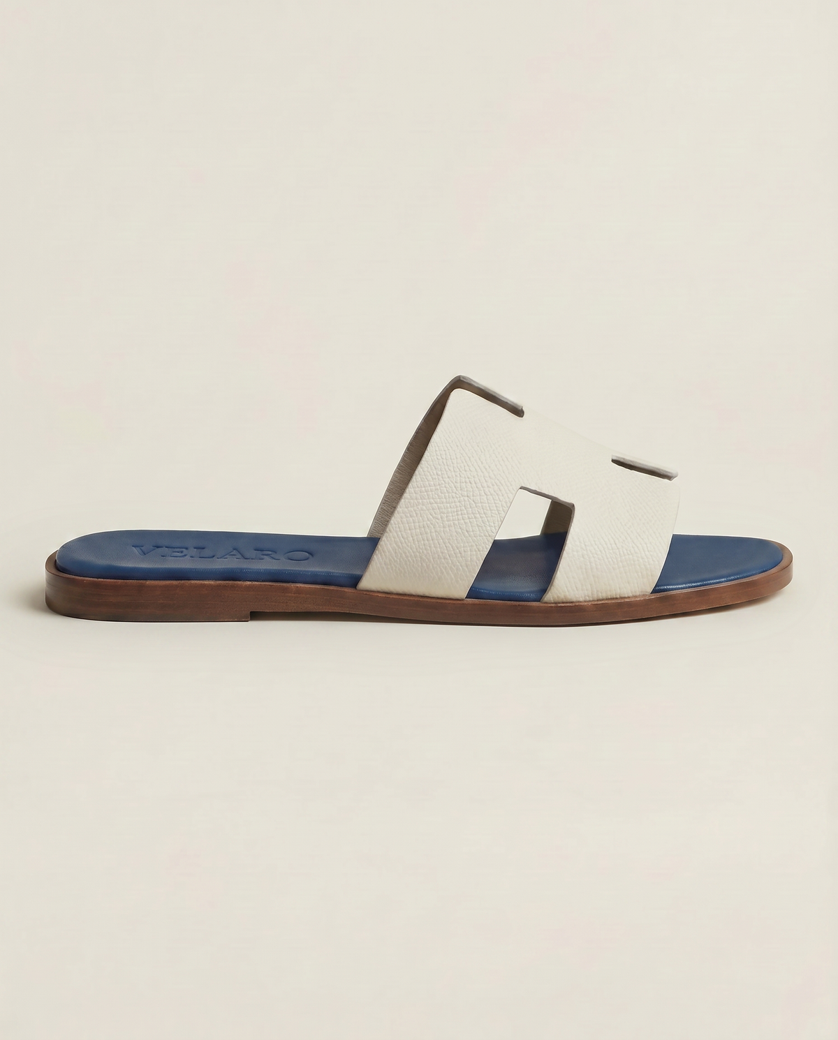 Velaro Leather Sandal Ivory & Blue